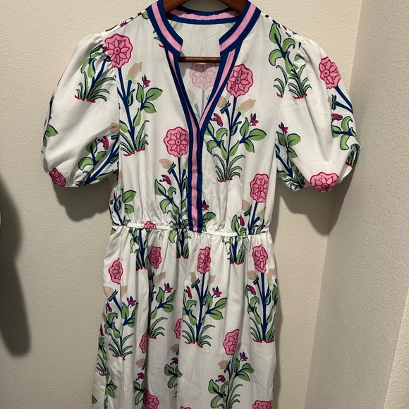 Floral Maxi Dress with Pink and Blue Accents - Picture 6 of 7